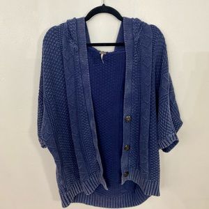 Free People Indigo Cardigan With Hood Size Small